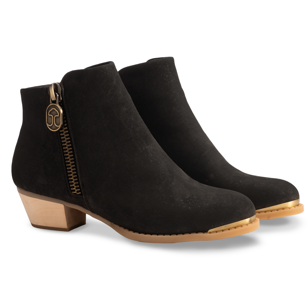 Low Heel Bottine Cork Boots | Comfortable Everyday Vegan Ankle Boot with 3.5 cm Heel | Cork Leather Shoes by Laflore Paris Low Heel Bottine Cork Boots | Comfortable Everyday Vegan Ankle Boot with 3.5 cm Heel | Cork Leather Shoes by Laflore Paris