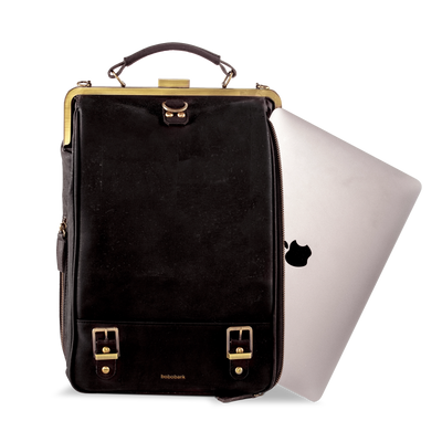 black convertible backpack leather laptop Bobobark - Convertible Cork Bag | 3 in 1 Backpack, Shoulder and Briefcase Bag | Laptop Friendly Sustainable Vegan Bag